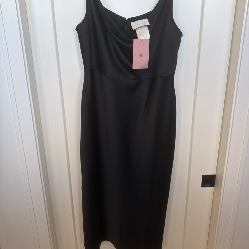 BHLDN Cali Satin Cowl Neck Midi Slip Dress